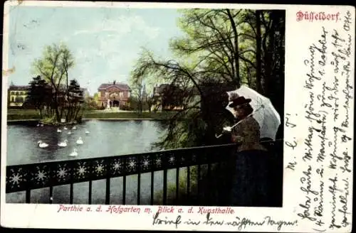 Ak Düsseldorf am Rhein, Hofgarten mit Blick auf die Kunsthalle