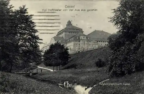 Ak Kassel in Hessen, königliches Hoftheater, Blick von der Aue