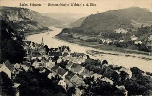 Ak Stadt Wehlen an der Elbe Sächsische Schweiz, Panorama