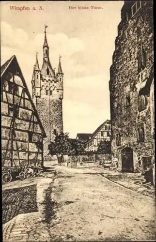 Künstler Ak Bad Wimpfen am Neckar, Blauer Turm, Fachwerkhaus