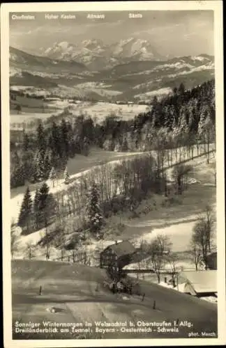 Ak Oberstaufen im Allgäu, Weissachtal, Wintermorgen, Dreiländerblick, Tunnel