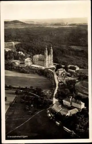 Ak Bad Staffelstein am Main Oberfranken, Ansicht von Vierzehnheiligen, Fliegeraufnahme