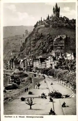 Ak Cochem an der Mosel, Moselpromenade, Burg