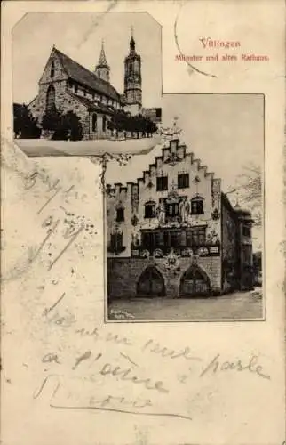 Ak Villingen im Schwarzwald, Münster, altes Rathaus