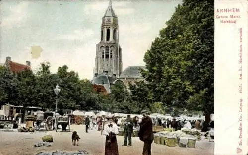 Ak Arnhem Gelderland Niederlande, Groote Markt, Markttag