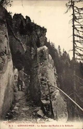 Ak Gérardmer Lothringen Vosges, Le Sentier des Roches a la Schlucht