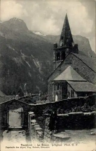 Ak La Grave Hautes Alpes, Dauphine, Kirche