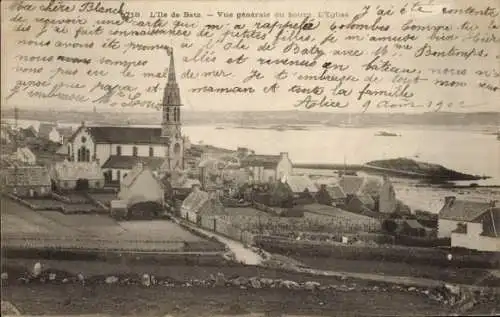 Ak Île de Batz Finistère, Gesamtansicht der Stadt, Kirche