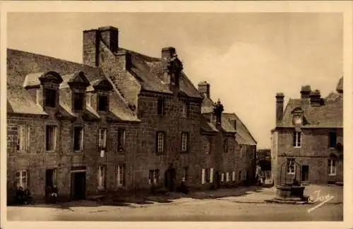 Ak Locronan Finistère, Place de Locronan, Wunderschöne Bürgerhäuser aus dem 17. Jahrhundert