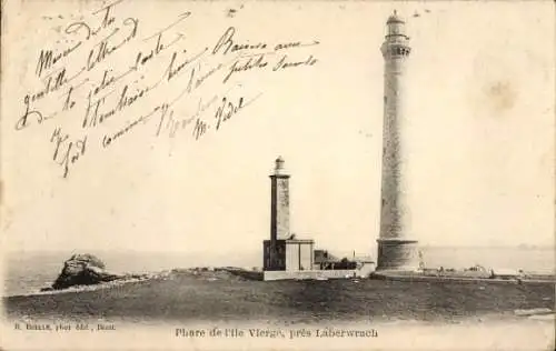 Ak Aber Wrac'h Finistère, Leuchtturm der Jungferninseln