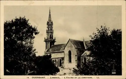 Ak Lampaul Finistère, Kirche, Friedhof