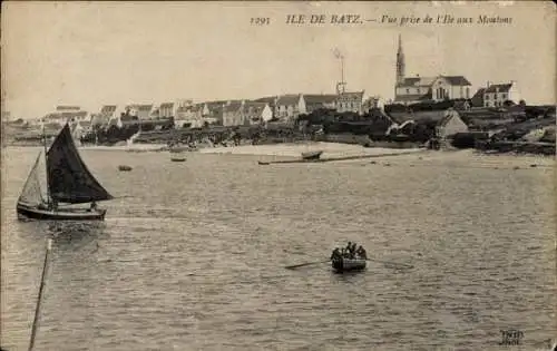 Ak Ile de Batz Finistère, Blick von der Ile aux Moutons