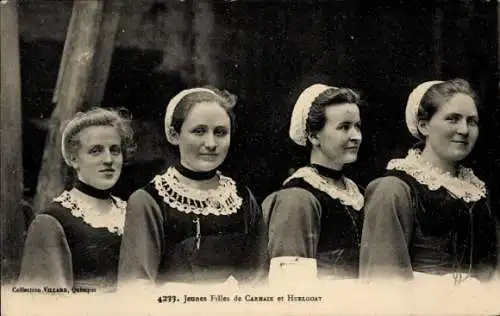 Ak Carhaix Plouguer Finistère, Huelgoat, Junge Mädchen in Kostümen, Bretagne