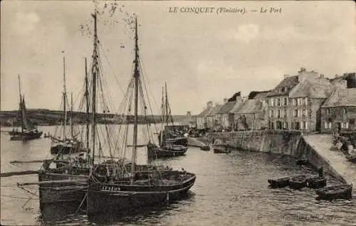 Ak Le Conquet Finistère, Hafen, Boote