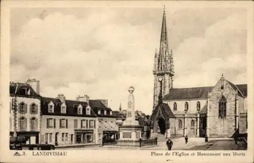 Ak Landivisiau Finistère, Place de l'Eglise, Kriegerdenkmal