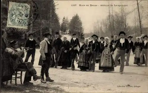 Ak Langonnet Morbihan, Hochzeit im Tanz, Abtei