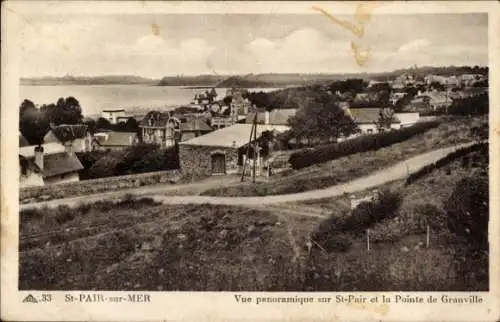 Ak Saint Pair sur Mer Manche, Panorama, St-Pair, Pointe de Granville