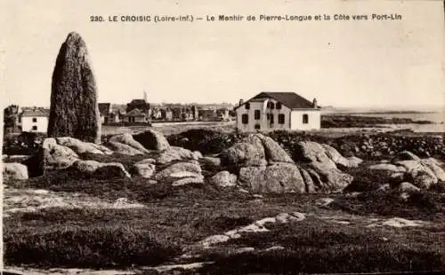 Ak Le Croisic Loire Atlantique, Le Menhir de Pierre-Longue, Cote vers Port-Lin