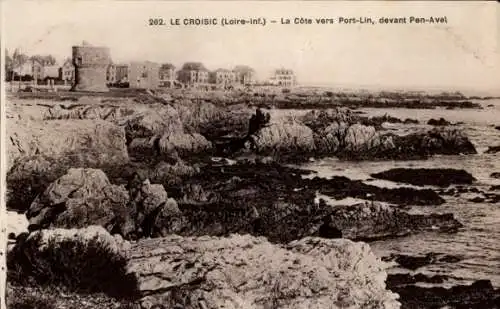 Ak Le Croisic Loire Atlantique, La Cote vers Port-Lin, devant Pren-Avel