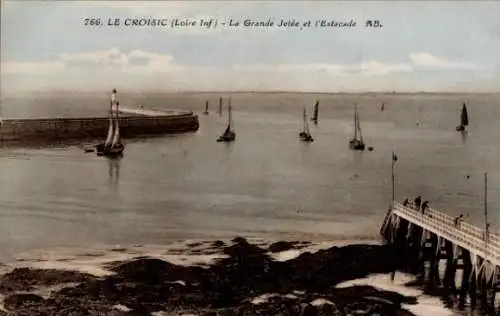 Ak Le Croisic Loire Atlantique, Grande Jetee et l'Estacade