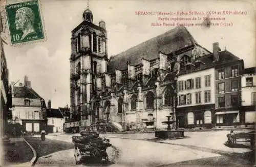 Ak Sézanne Marne, Eglise St-Denis,