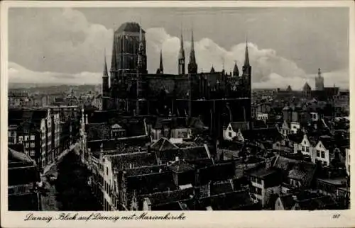 Ak Gdańsk Danzig, Panorama, Marienkirche