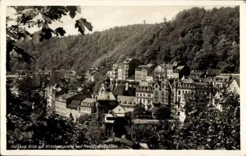 Ak Karlovy Vary Karlsbad Stadt, Hirschensprung und Freundschaftshöhe