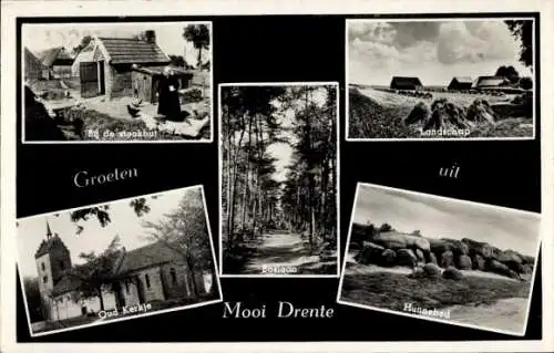 Ak Mooi Drenthe Niederlande, Boslaan, Landschaft, Alte Kirche