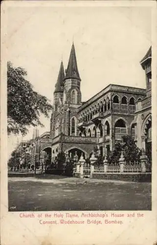 Ak Mumbai Bombay Indien, Kirche des Heiligen Namens, Erzbischofshaus, Kloster