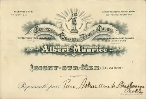 Ak Isigny sur Mer Calvados, Reklame, Beurres des Grandes Hermes, Albert Maurice