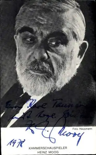 Ak Schauspieler Heinz Moog, Portrait, Autogramm