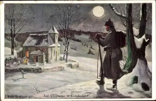 Künstler Ak Krupa Krupinski, E., Glückwunsch Neujahr, Soldat auf Wachposten
