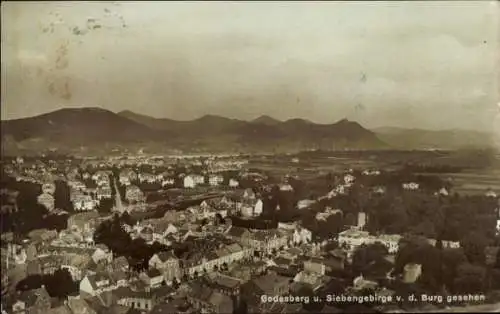 Ak Bad Godesberg Bonn am Rhein, Gesamtansicht, Siebengebirge, Burg