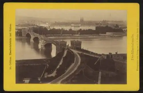 Cabinet Foto Koblenz, Blick über den Rhein, Eisenbahnbrücke, Schloss