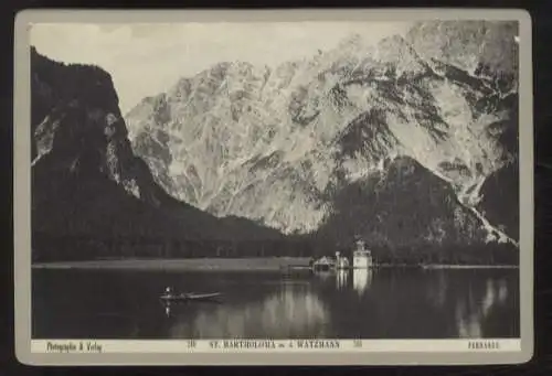 Cabinet Foto Königsee, St. Bartholomä mit Blick zum Watzmann