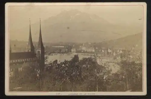 Cabinet Foto Panorama von Luzern mit Blick auf Pilatus