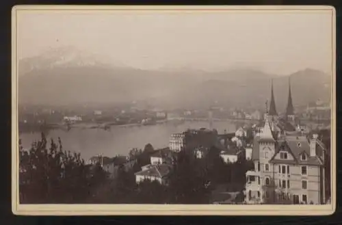 Cabinet Foto Panorama Luzern, Vierwaldstätter See mit Pilatus