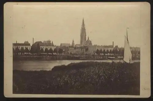 Cabinet Foto Blick nach Antwerpen mit Kathedrale