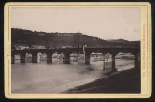 Cabinet Foto Trier Moselbrücke mit Mariensäule