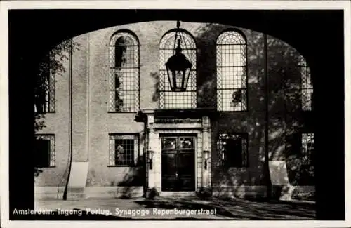 Judaika Ak Amsterdam Nordholland Niederlande, Synagoge Rapenburgerstraat, Eingang