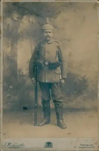 Kabinett Foto Freising, Deutscher Soldat in Uniform, Standportrait