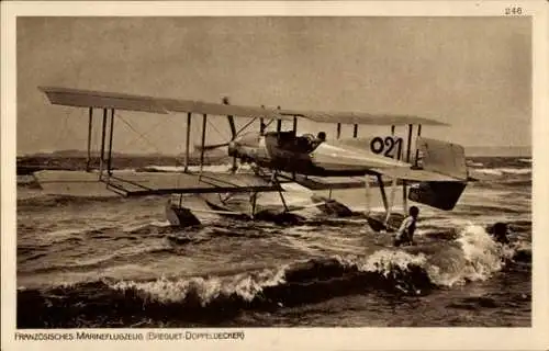 Ak Französisches Marineflugzeug, Breguet Doppeldecker, I. WK