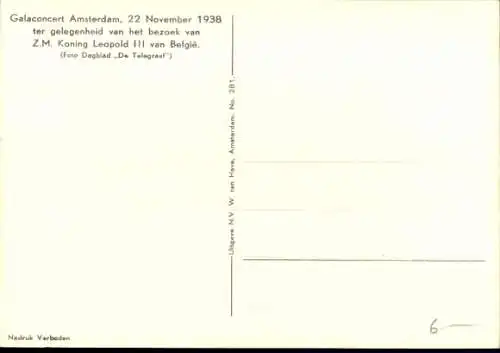 Ak Amsterdam Nordholland Niederlande, König Leopold III von Belgien, Wilhelmina, 1938