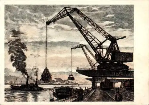 Ak Demag-Verladebrücken mit Demag-Wippkran