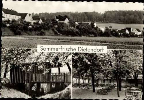 Ak Dietendorf Wetterzeube im Burgenlandkreis, Gesamtansicht, Gasthof zu den drei Linden