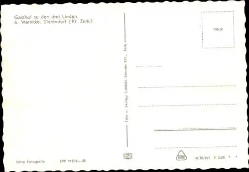 Ak Dietendorf Wetterzeube im Burgenlandkreis, Gesamtansicht, Gasthof zu den drei Linden