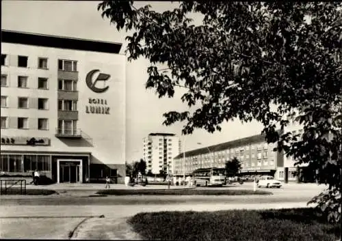 Ak Eisenhüttenstadt in Brandenburg, Leninallee, Hotel Lunik