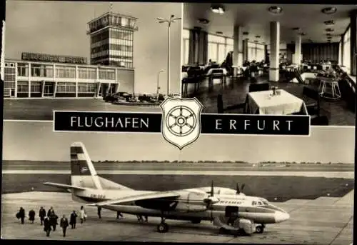 Ak Erfurt in Thüringen, Flughafen, Passagierflugzeug der Interflug, DM-SBA