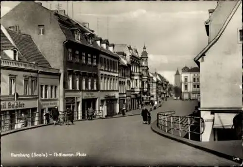 Ak Bernburg an der Saale, Thälmann-Platz, Geschäfte