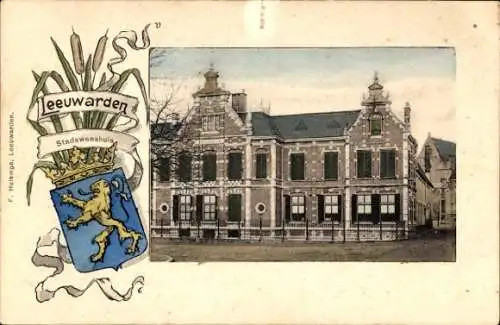 Wappen Ak Leeuwarden Friesland Niederlande, städtisches Waisenhaus